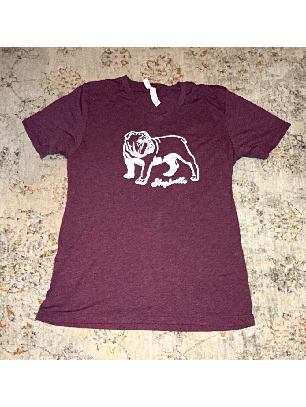 Bella + Canvas Women's Purple V-Neck Short Sleeve Bulldog Starkville Tee M A194